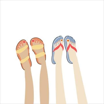 Flip flops on sandy beach. Summer Flip Flops. Flip flops on the beach. Summer Illustrazione stock