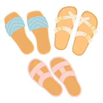 Flip flops shoes vector, slippers view from above Stock Illustration