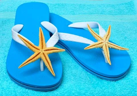 Flip flops with starfish. Stock Photos