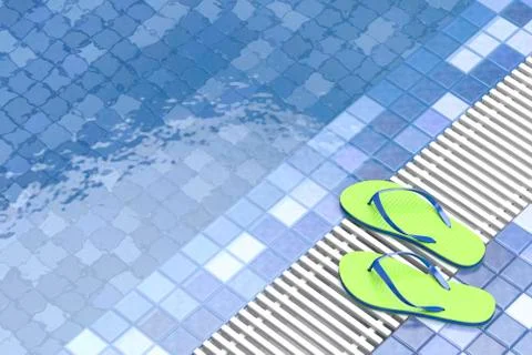 Flip flops by the swimming pool Stock Illustration