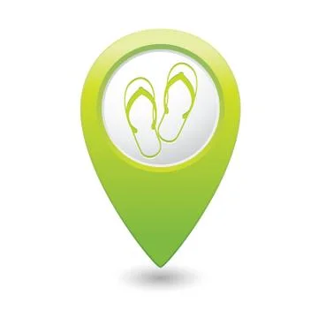 Flip flops symbol green map pointer Stock Illustration