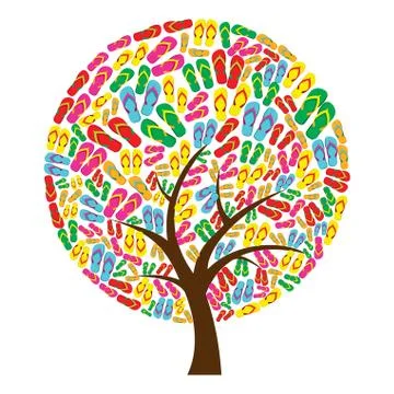Flip flops in tree shape Illustrazione stock