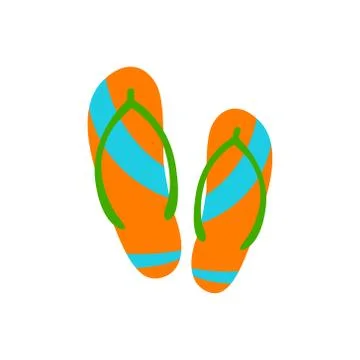 Flip flops in trendy flat style isolated. Beach slippers and summer footwear Illustrazione stock