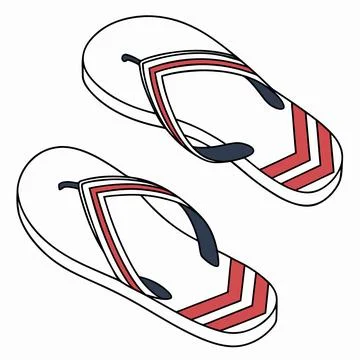 Flip Flops Vector Illustration Flat Beach Footwea (1) vector illustration d.. Stock Illustration