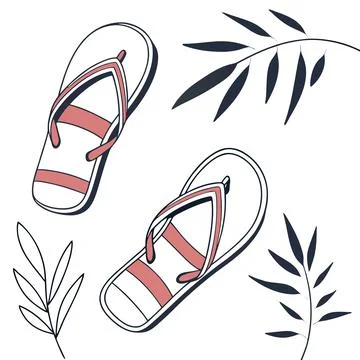 Flip Flops Vector Illustration Flat Beach Footwea vector illustration desig.. Illustrazione stock