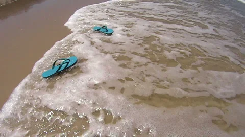 Flip Flops Washed Ashore Stock Footage 35676373