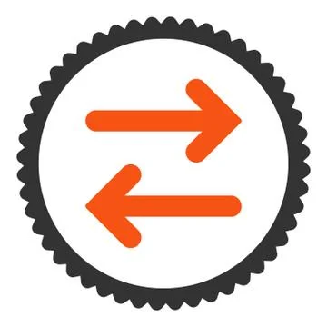 Flip Horizontal flat orange and gray colors round stamp icon Stock Illustration