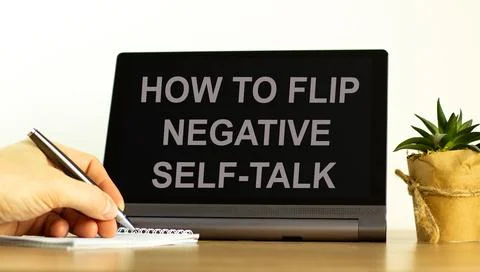 Flip negative self-talk symbol. Concept words How to flip negative self-talk  Stock Photos