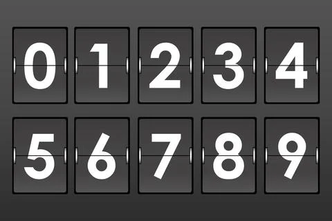 Flip numbers 0-9 on gray background Stock Illustration