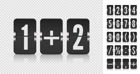 Flip numbers font for time counter information page. Analog countdown font Stock Illustration