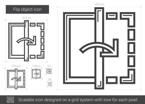Flip object line icon 스톡 일러스트