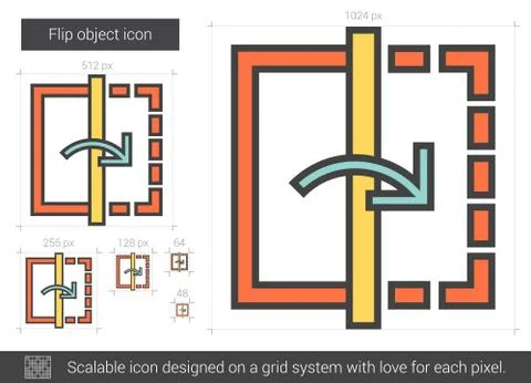 Flip object line icon 스톡 일러스트