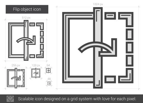 Flip object line icon 스톡 일러스트