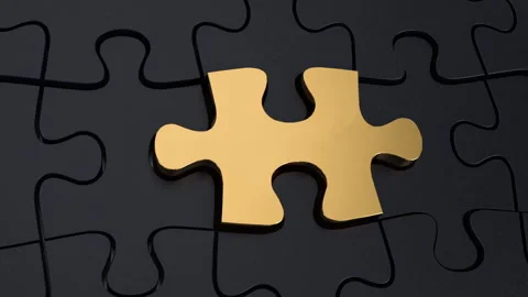 Flip Puzzle gold jigsaw technological 3D Animation. Gold Stock Footage 306533959