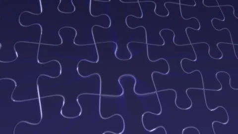 Flip Puzzle shining jigsaw technological 3D Animation. Gold Stock-Footage 306533982