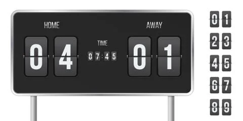 Flip scoreboard vector score and time countdown Illustrazione stock