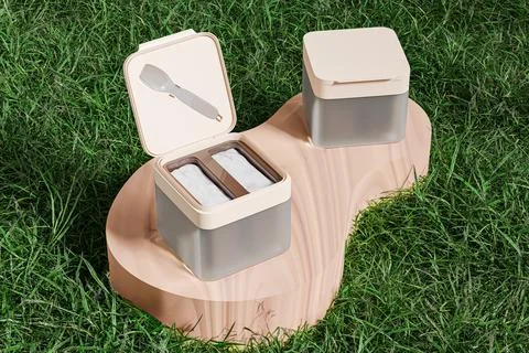 Flip Top Cap square double chamber skincare box with beauty spatula mockup イラスト素材