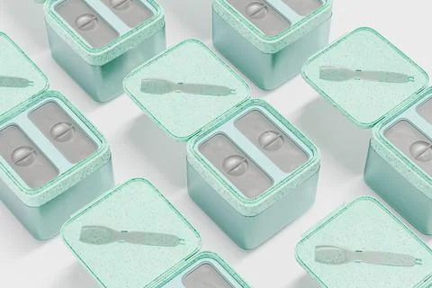 Flip Top Cap square double chamber skincare box with beuaty spatula mockup イラスト素材