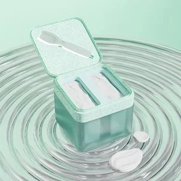 Flip Top Cap square double chamber skincare box with beuaty spatula mockup イラスト素材