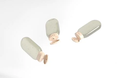 Flip Top Cap upside down Bottle mockup, oval shape shampoo bottle packaging.. イラスト素材