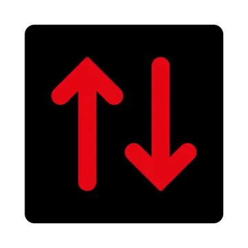 Flip Vertical flat intensive red and black colors rounded button Illustrazione stock