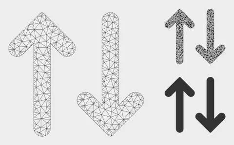 Flip Vertical Vector Mesh Wire Frame Model and Triangle Mosaic Icon Stock Illustration