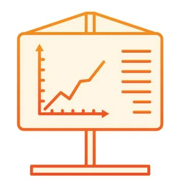 Flipchart flat icon. Chart board orange icons in trendy flat style. Presentation Illustrazione stock