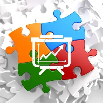 Flipchart Icon on Multicolor Puzzle. Stock Illustration