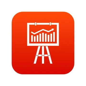 Flipchart with marketing data icon digital red Stock Illustration