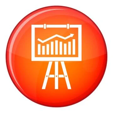 Flipchart with marketing data icon, flat style Stock Illustration