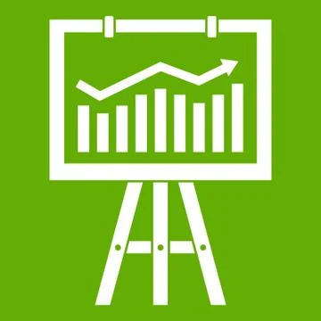 Flipchart with marketing data icon green Stock Illustration