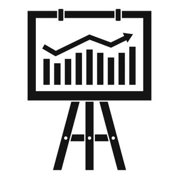 Flipchart with marketing data icon, simple style Stock Illustration