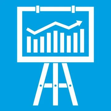 Flipchart with marketing data icon white Stock Illustration