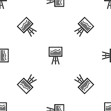 Flipchart with marketing data pattern seamless black Stock Illustration