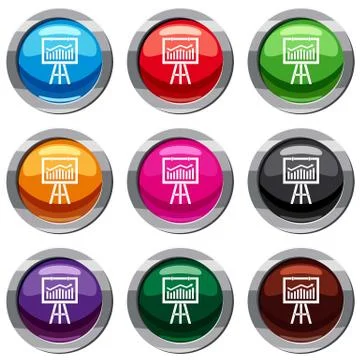 Flipchart with marketing data set 9 collection Stock Illustration