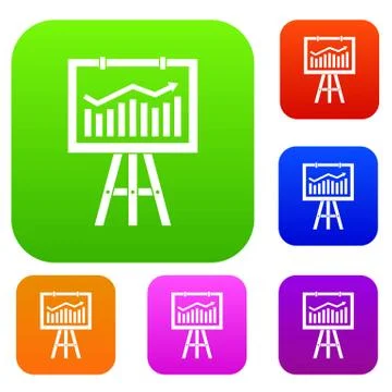Flipchart with marketing data set collection Stock Illustration