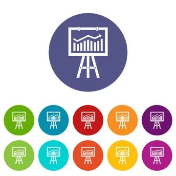 Flipchart with marketing data set icons Stock Illustration