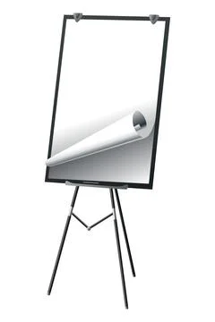 Flipchart mockup. Presentation and seminar whiteboard with blank paper sheets Stock Illustration
