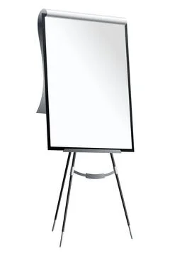 Flipchart mockup. Presentation and seminar whiteboard with blank paper sheets Stock Illustration