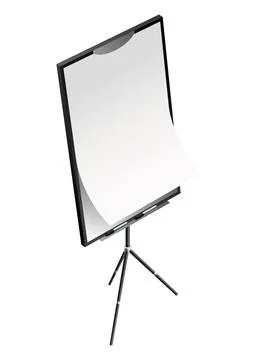 Flipchart mockup. Presentation and seminar whiteboard with blank paper sheets Stock Illustration