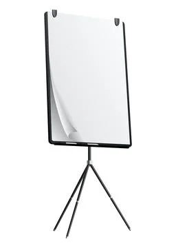 Flipchart mockup. Presentation and seminar whiteboard with blank paper sheets Stock Illustration