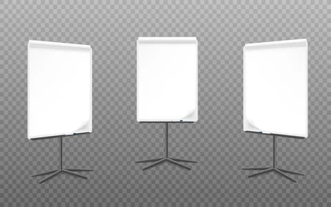 Flipchart mockup set at different angles realistic vector illustration isolated. Stock Illustration