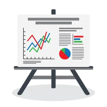 Flipchart, whiteboard screen with marketing data Stock Illustration