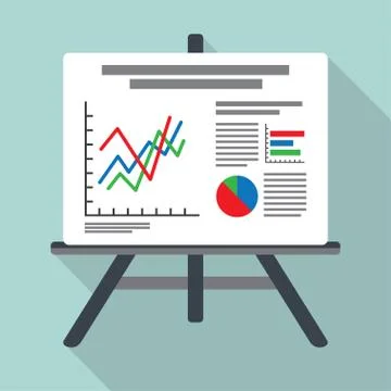 Flipchart, whiteboard screen with marketing data Stock-Illustration