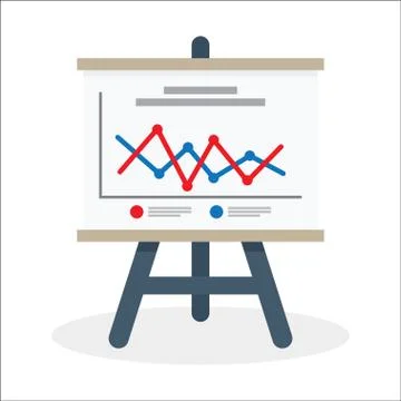 Flipchart, whiteboard screen with marketing data Illustrazione stock