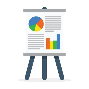 Flipchart, whiteboard screen with marketing data Stock Illustration
