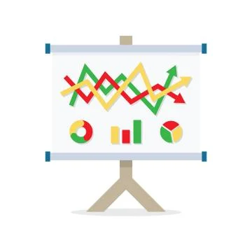 Flipchart, whiteboard screen with marketing data Stock-Illustration
