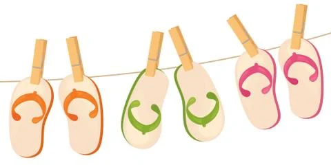 Flipflops on a line Stock Illustration