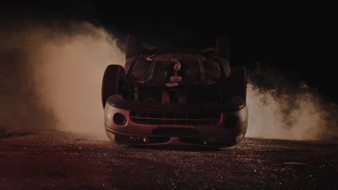 Flipped car during an accident Stock Footage 275119329