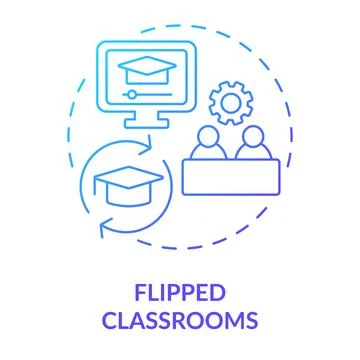 Flipped classrooms blue gradient concept icon Stock Illustration